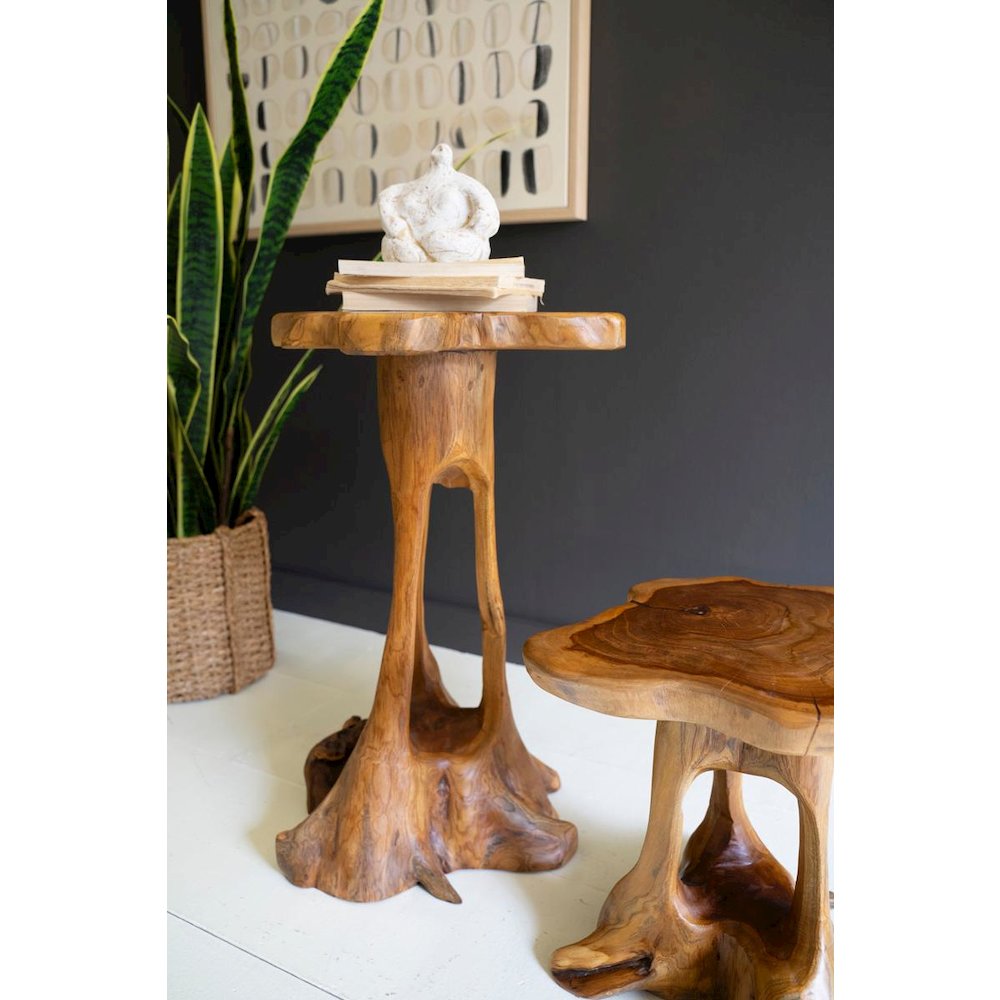 Set Of Two Organic Teakwood Accent Tables