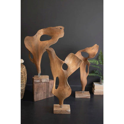 Carved Teak Wood Scuplture On A Base - Smooth