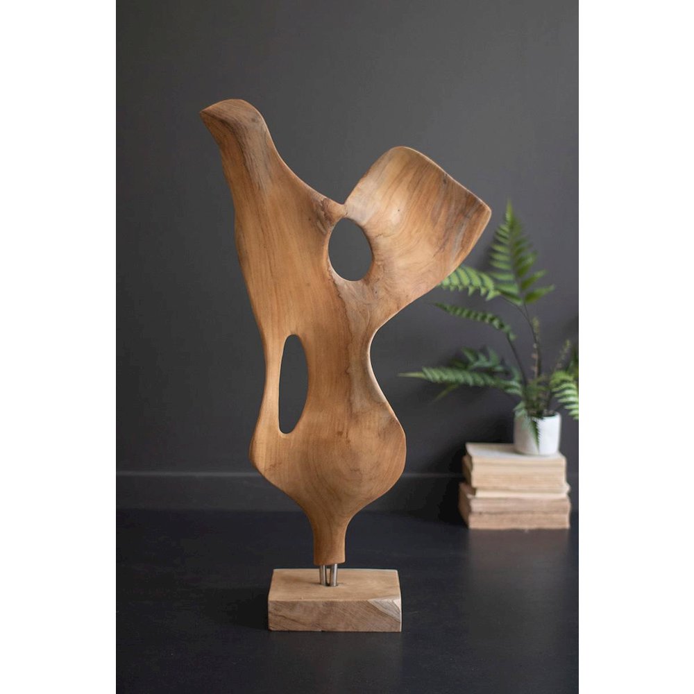 Carved Teak Wood Scuplture On A Base - Smooth