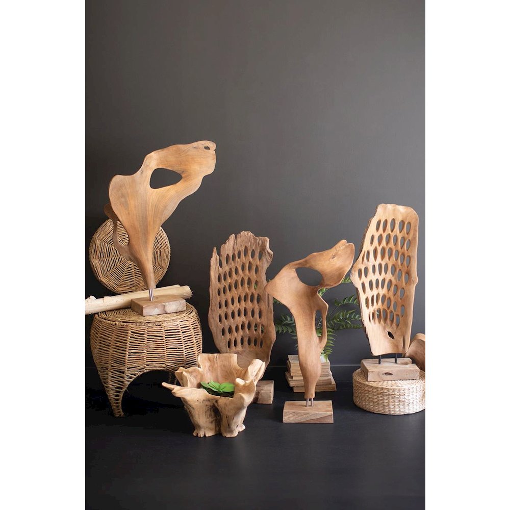 Carved Teak Wood Scuplture On A Base - Smooth