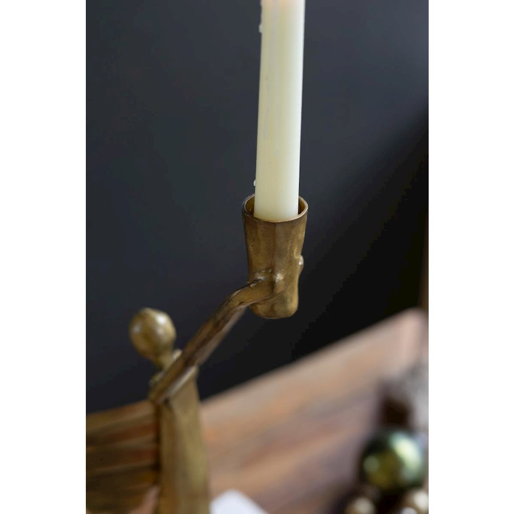 Metal Christmas Angel Taper Candle Holder - Antique Gold