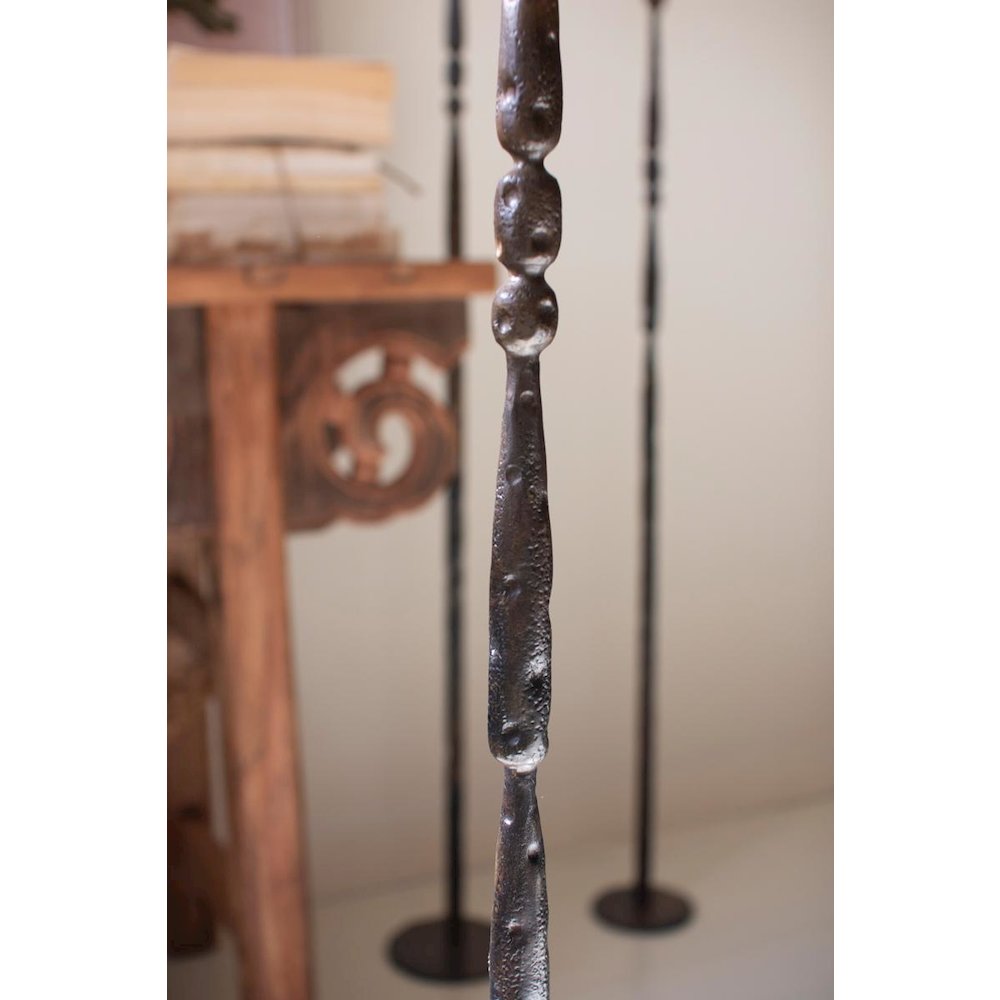 Set Of 3 Tall Forged-Iron Taper Candle Holders - Ant Brass