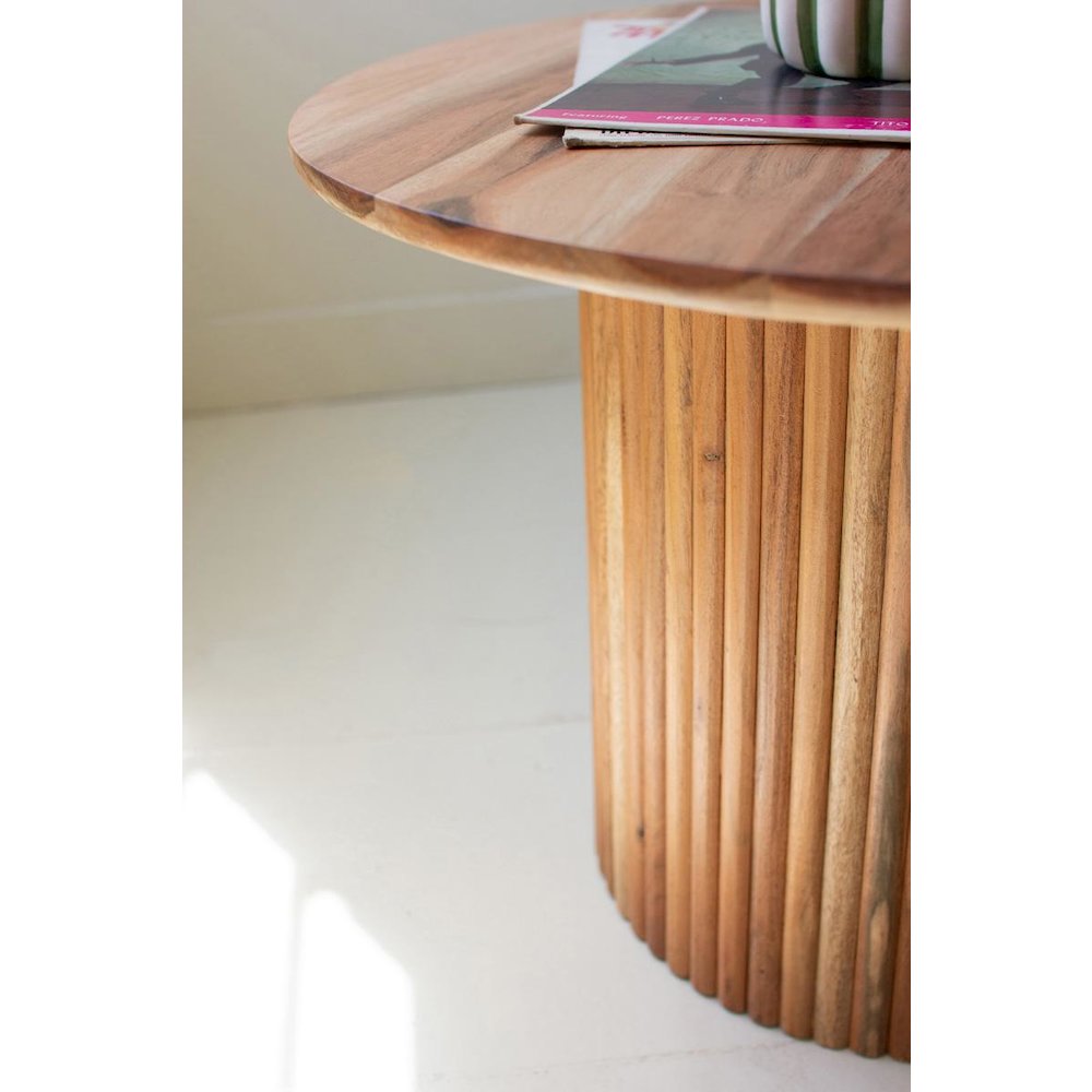 Set Of Four Acacia Wood Accent Tables With Tambour Bases