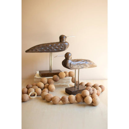 Set Of Two Carved Wooden Shorebirds On Stands