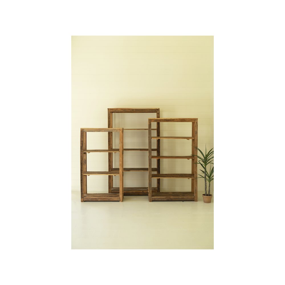 Set Of Three Recycled Wood Shelving Units