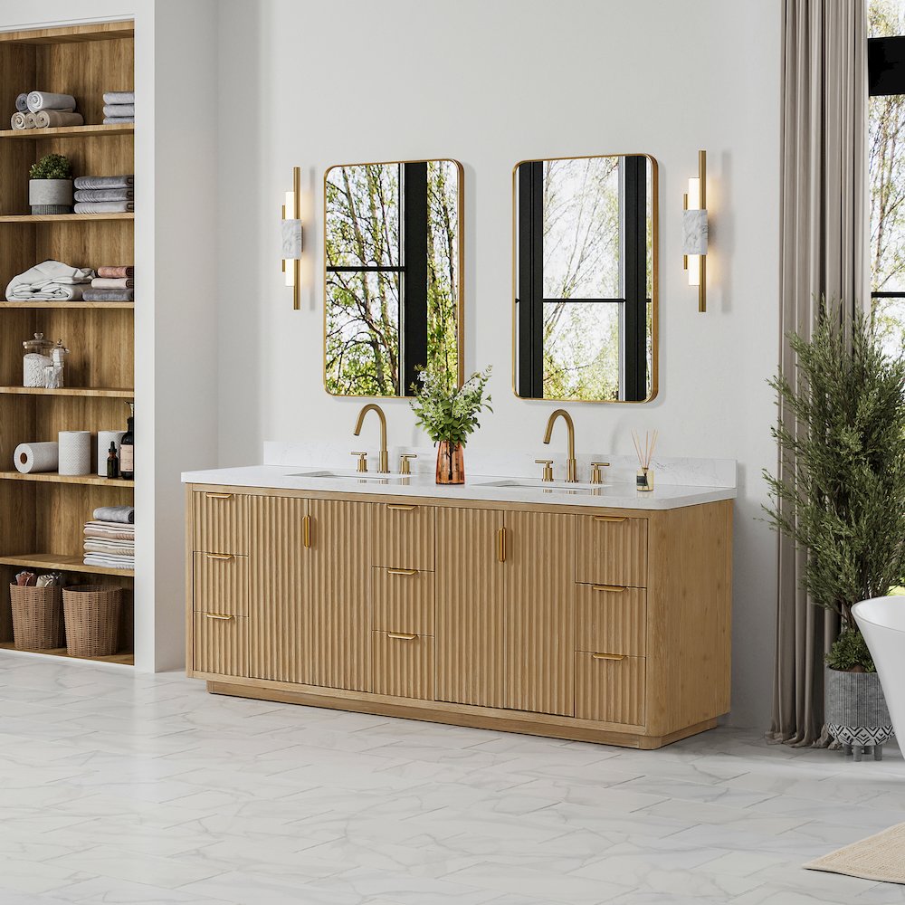 Cádiz 84in. Free-standing Double Bathroom Vanity in Washed Ash Grey