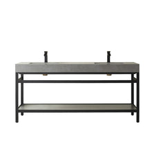 Double Sink Bath Vanity Metal Support with Grey Sintered Stone Top