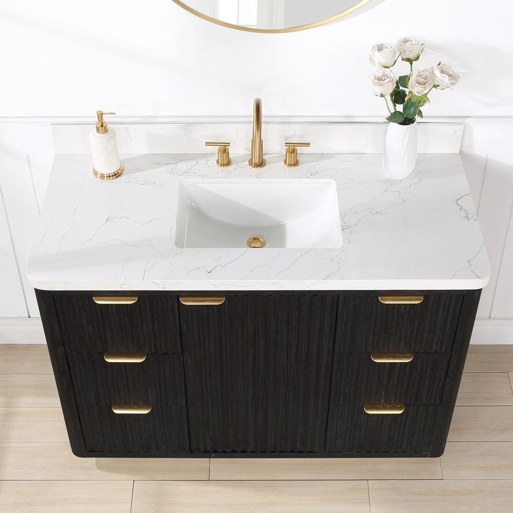 Free-standing Single Bathroom Vanity with Composite top and Mirror