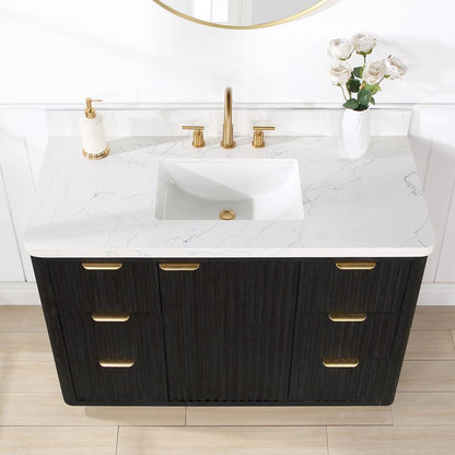 Free-standing Single Bathroom Vanity with Composite top and Mirror