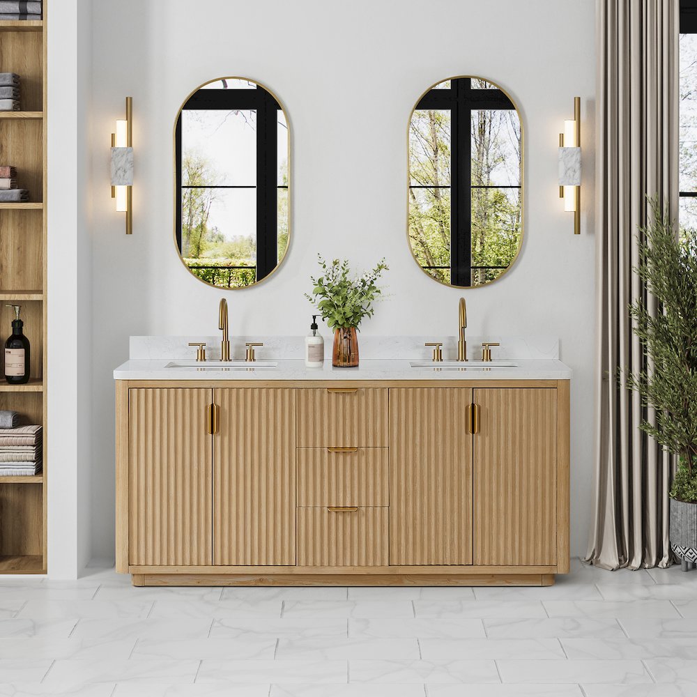Cádiz 72in. Free-standing Double Bathroom Vanity in Washed Ash Grey
