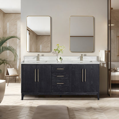 Gara 72" Free-standing Double Bath Vanity in Fir Wood Black