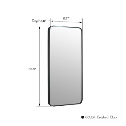 Mutriku 18 in. W x 36 in. H Rectangle Metal Wall Mirror in Brushed Black