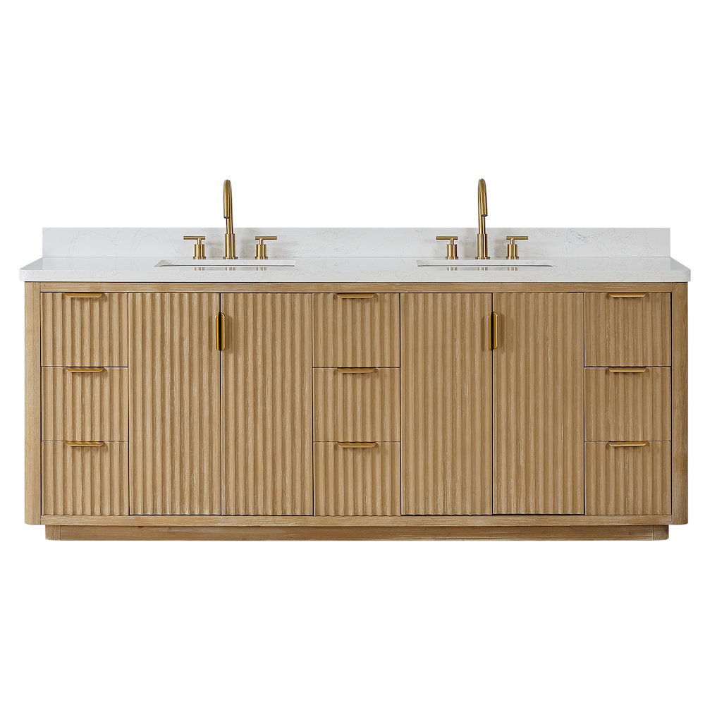 Cádiz 84in. Free-standing Double Bathroom Vanity in Washed Ash Grey