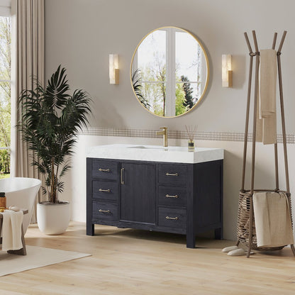 León 48in. Free-standing Single Bathroom Vanity in Fir Wood Black
