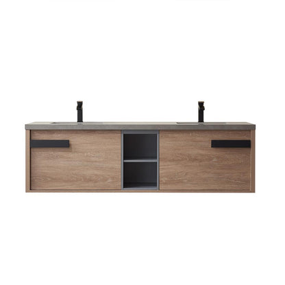 Carcastillo 72" Double Sink Bath Vanity with Grey Sintered Stone Top