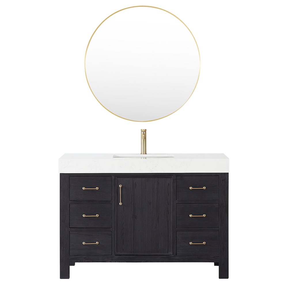 León 48in. Free-standing Single Bathroom Vanity in Fir Wood Black