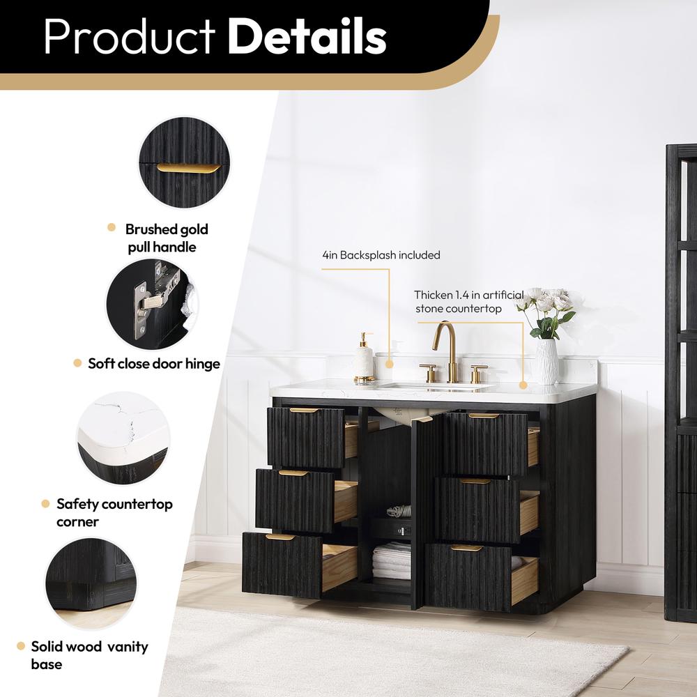 Free-standing Single Bathroom Vanity with Composite top and Mirror