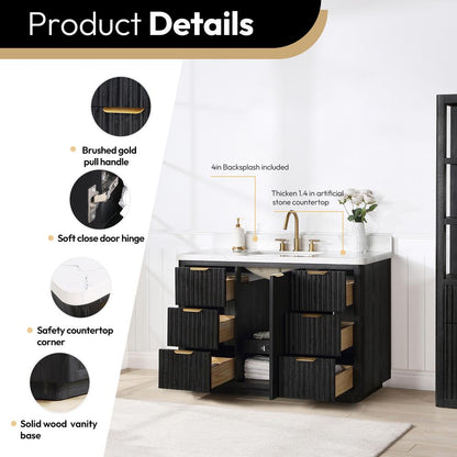 Free-standing Single Bathroom Vanity with Composite top and Mirror