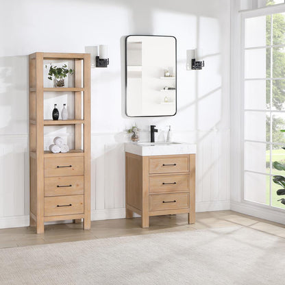 Free-standing Single Bathroom Vanity with Composite top and Mirror