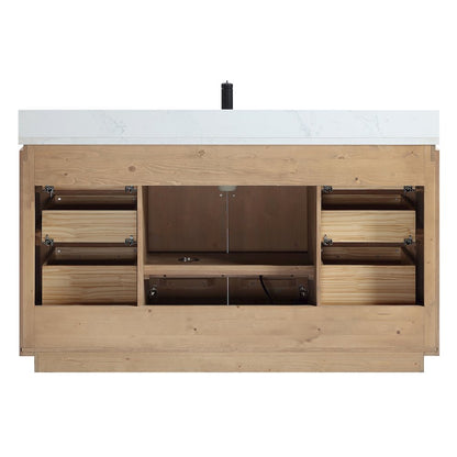 San 60" Free-standing Single Bath Vanity in Fir Wood Brown