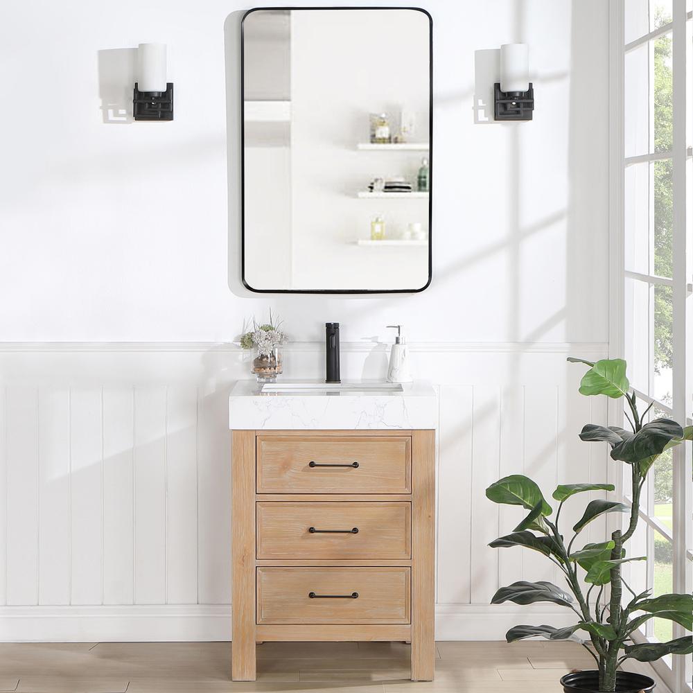 Free-standing Single Bathroom Vanity with Composite top and Mirror