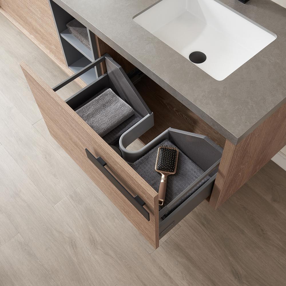 Carcastillo 72" Double Sink Bath Vanity with Grey Sintered Stone Top