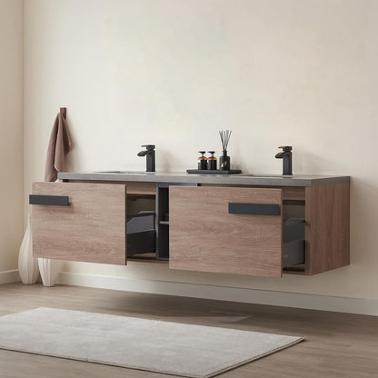 Carcastillo 72" Double Sink Bath Vanity with Grey Sintered Stone Top