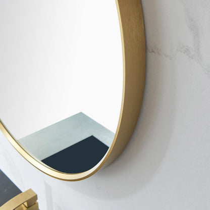 Cascante 35.4 in. W x 35.4 in. H Round Metal Wall Mirror in Brushed Gold