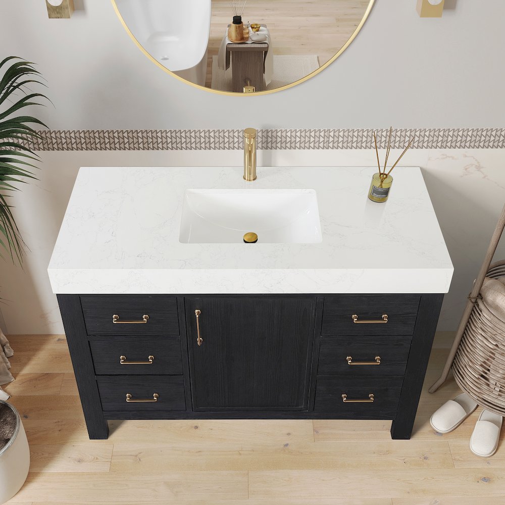 León 48in. Free-standing Single Bathroom Vanity in Fir Wood Black