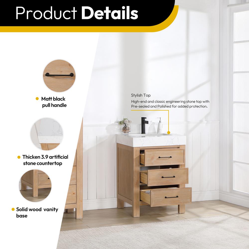 Free-standing Single Bathroom Vanity with Composite top and Mirror