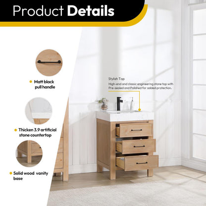 Free-standing Single Bathroom Vanity with Composite top and Mirror