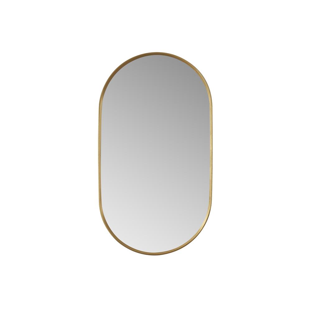 Miajadas 20 in. W x 36 in. H Oval Metal Wall Mirror in Brushed Gold