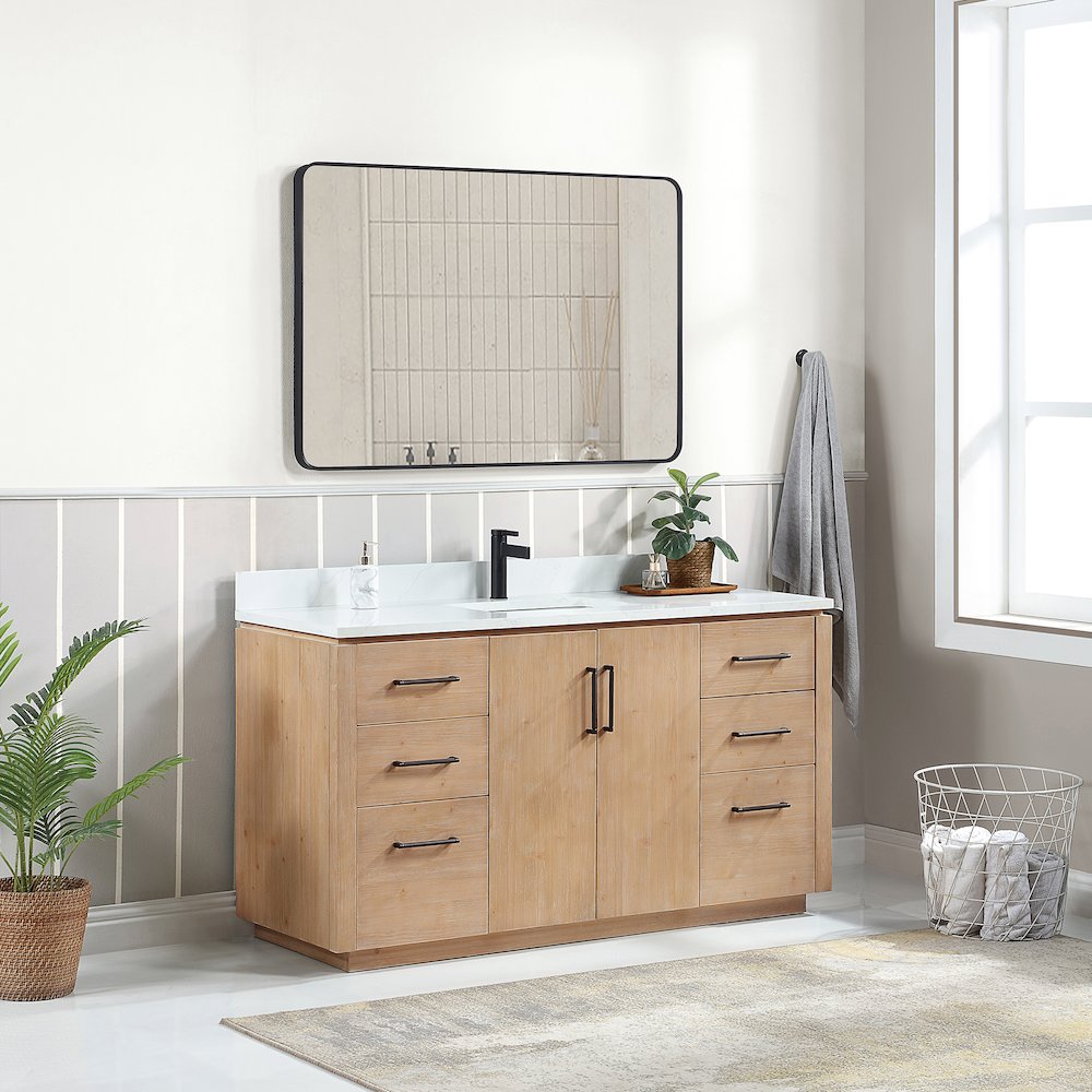 San 60" Free-standing Single Bath Vanity in Fir Wood Brown