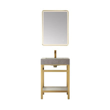 Single Sink Bath Vanity Metal Support with Grey Sintered Stone Top and Mirror