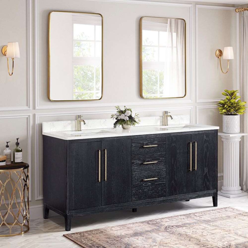 Gara 72" Free-standing Double Bath Vanity in Fir Wood Black