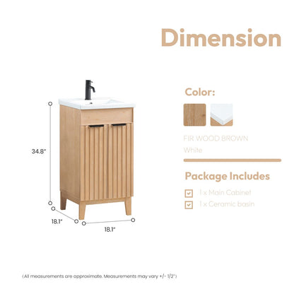 Palos 18" Free-standing Single Bath Vanity in Fir Wood Brown