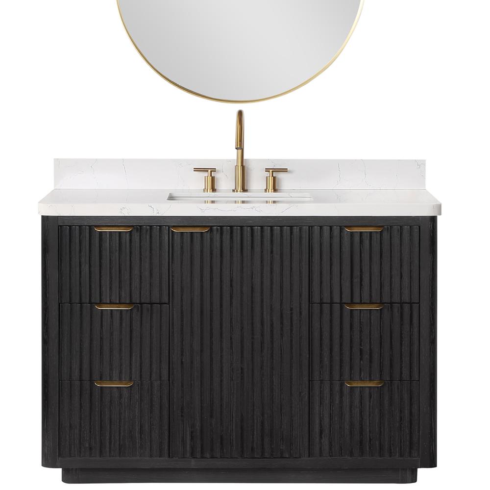 Free-standing Single Bathroom Vanity with Composite top and Mirror