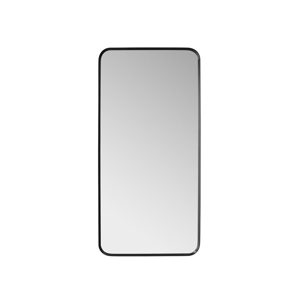 Mutriku 18 in. W x 36 in. H Rectangle Metal Wall Mirror in Brushed Black