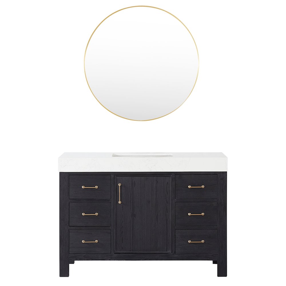 León 48in. Free-standing Single Bathroom Vanity in Fir Wood Black