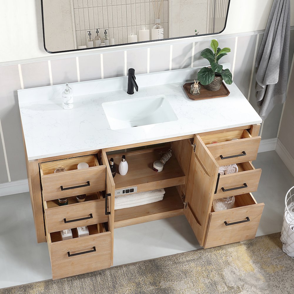 San 60" Free-standing Single Bath Vanity in Fir Wood Brown
