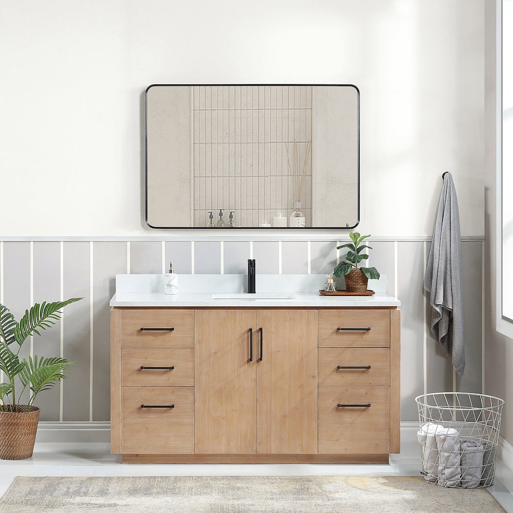 San 60" Free-standing Single Bath Vanity in Fir Wood Brown