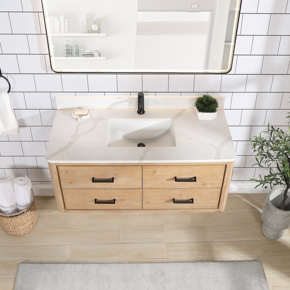 Cristo 48" Floating Single Bath Vanity in Fir Wood Brown