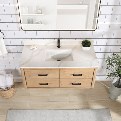 Cristo 48" Floating Single Bath Vanity in Fir Wood Brown