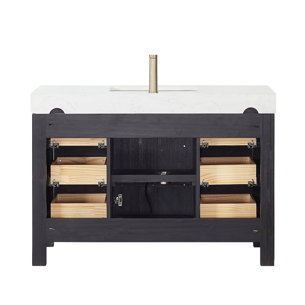 León 48in. Free-standing Single Bathroom Vanity in Fir Wood Black