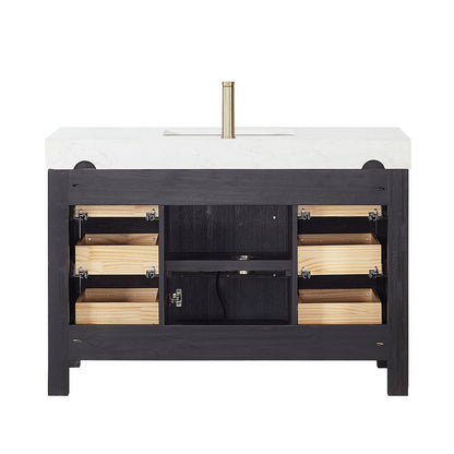 León 48in. Free-standing Single Bathroom Vanity in Fir Wood Black