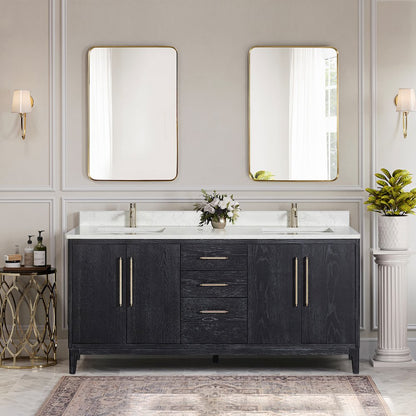 Gara 72" Free-standing Double Bath Vanity in Fir Wood Black