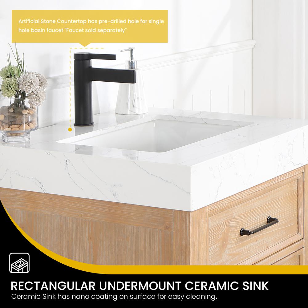 Free-standing Single Bathroom Vanity with Composite top and Mirror