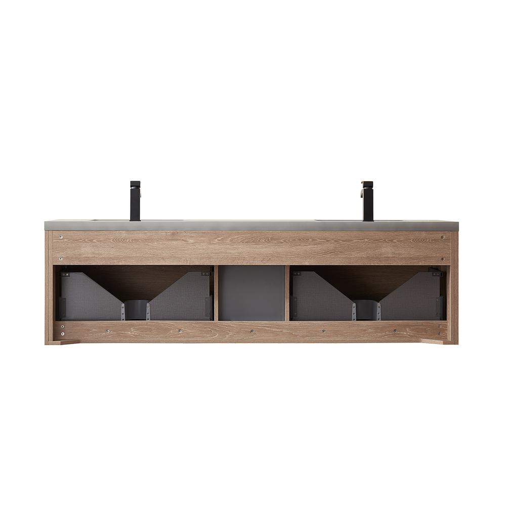 Carcastillo 72" Double Sink Bath Vanity with Grey Sintered Stone Top