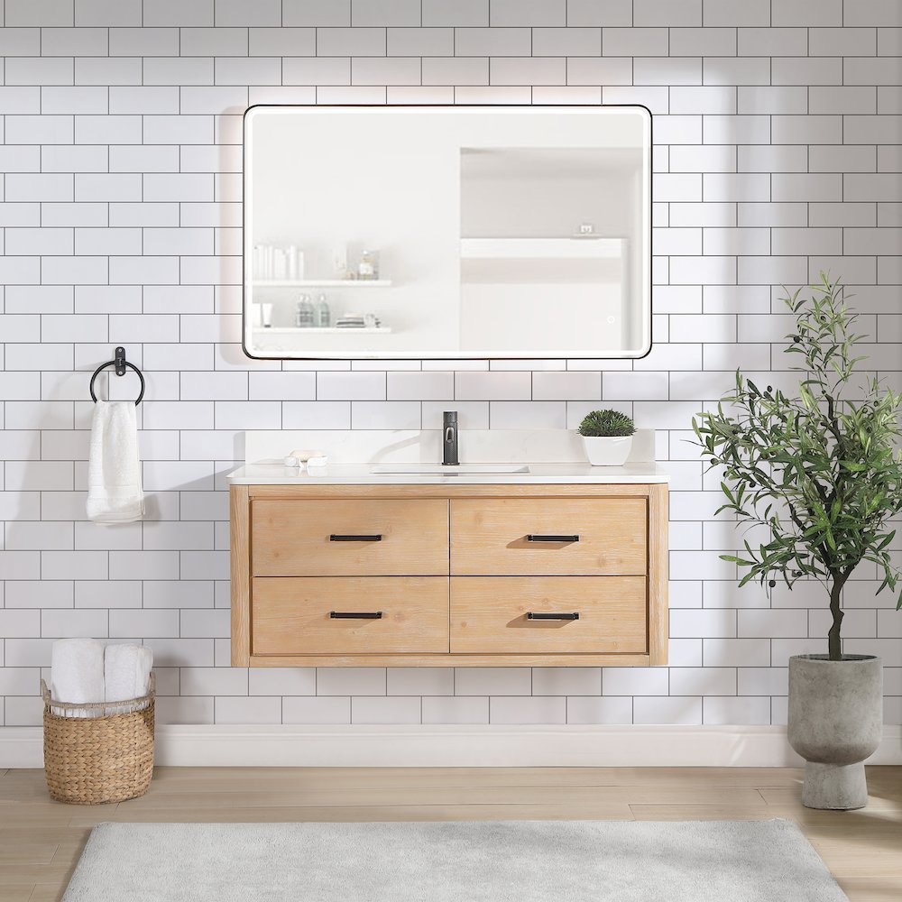 Cristo 48" Floating Single Bath Vanity in Fir Wood Brown