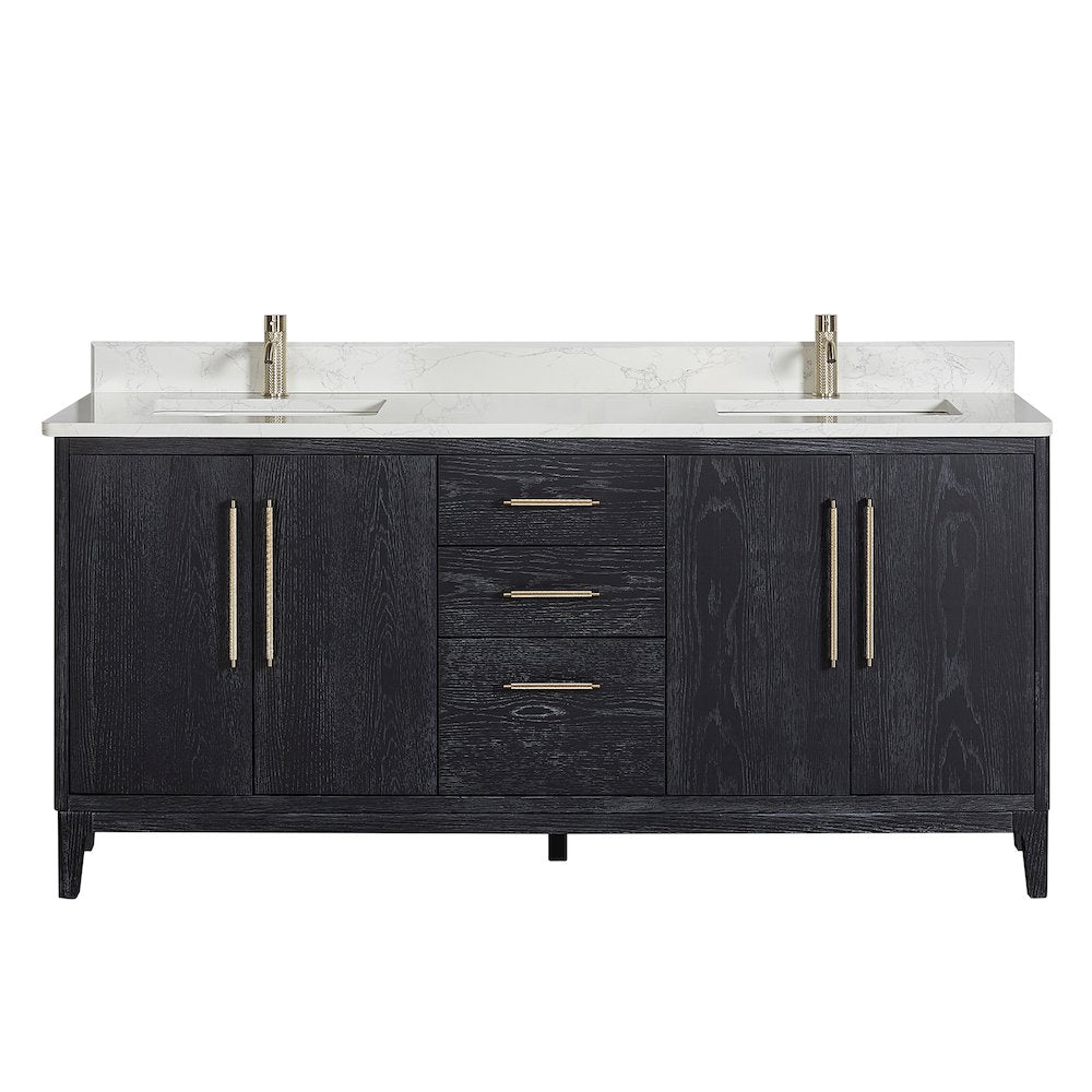 Gara 72" Free-standing Double Bath Vanity in Fir Wood Black